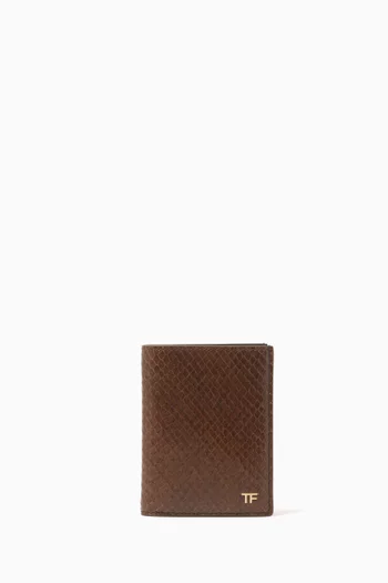Bifold Card Case in Lizard-embossed Leather