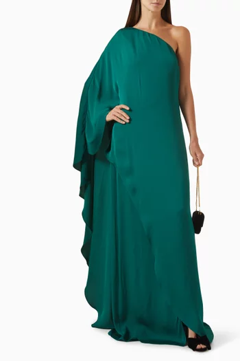 One-shoulder Kaftan in Crepe Cady