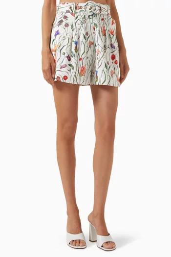 Lilith Belted Shorts in Cotton
