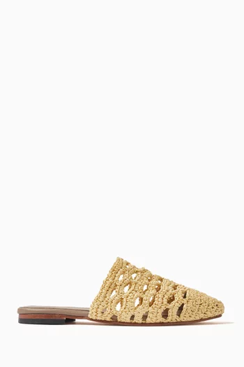 Ghada Flat Mules in Raffia