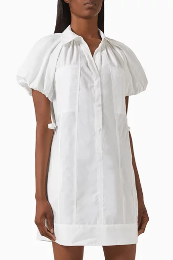 Puff-sleeve Mini Dress in Poplin