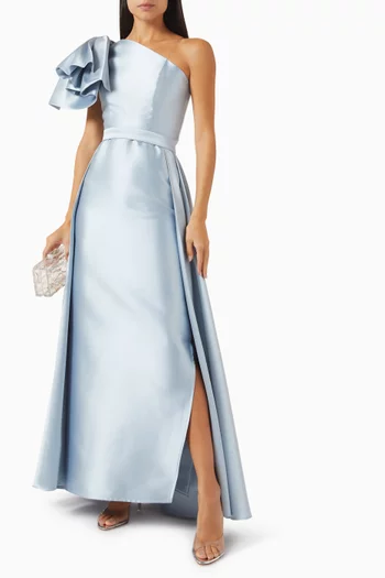One-shoulder Dress in Mikado