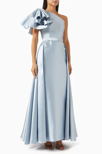 One-shoulder Dress in Mikado