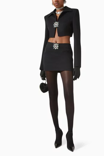 Crystal-brooch Crop Jacket