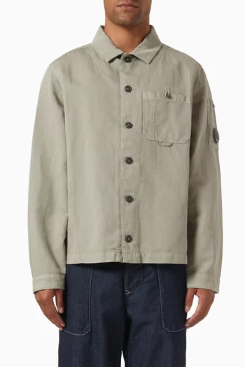 Full-zip Overshirt in Cotton & Linen