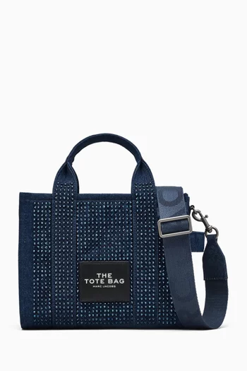 The Small Crystal Tote Bag in Denim