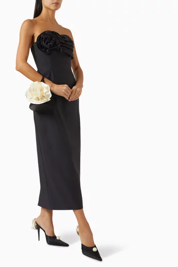 Strapless Ruched Dress in Wool-blend