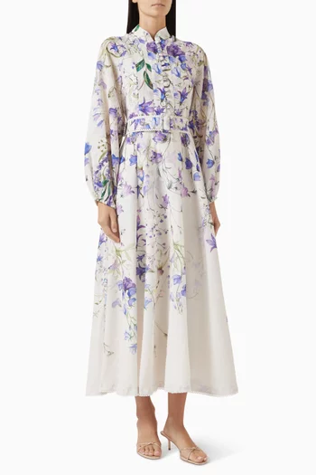 Floral-print Belted Dress