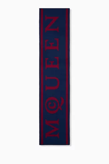 Logo Jacquard Scarf in Wool