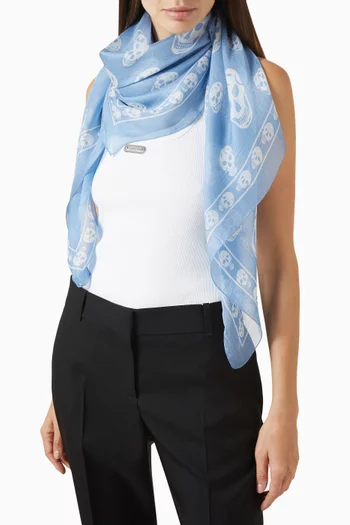 Skull-print Foulard in Silk-chiffon
