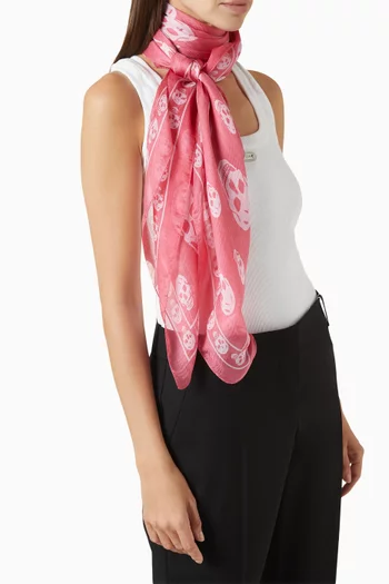Skull-print Foulard in Silk-chiffon
