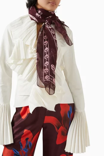 Skull-print Foulard in Silk-chiffon