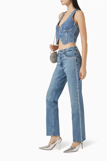 Good Icon Studded Straight-leg Jeans