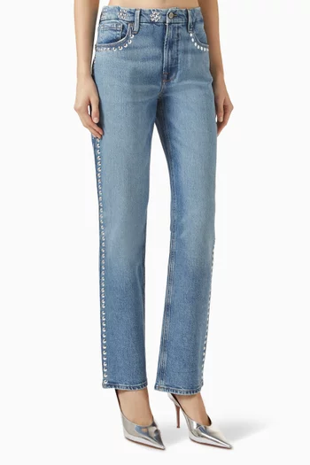Good Icon Studded Straight-leg Jeans