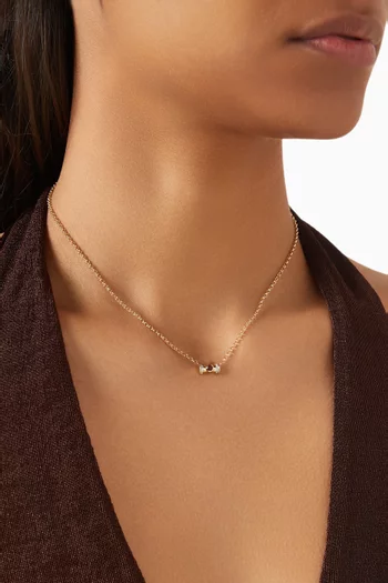 قلادة وريور صغيرة مرصعة بماس وعقيق أحمر ذهب أصفر عيار 18