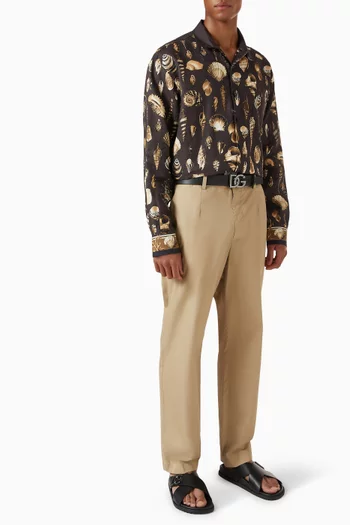 Shell-print Oversized Shirt in Linen