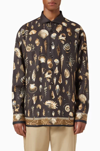 Shell-print Oversized Shirt in Linen
