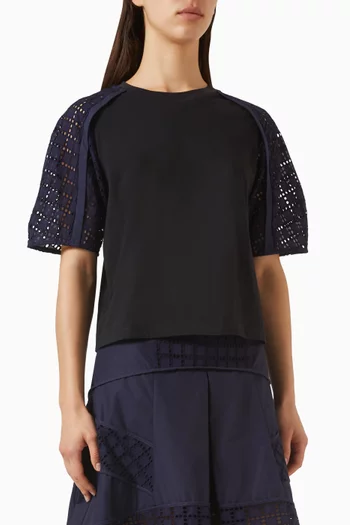 Broderie Anglaise Combo T-shirt in Cotton-jersey