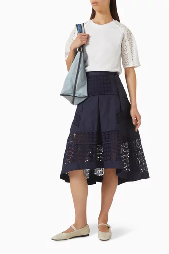 Broderie Anglaise Combo T-shirt in Cotton-jersey