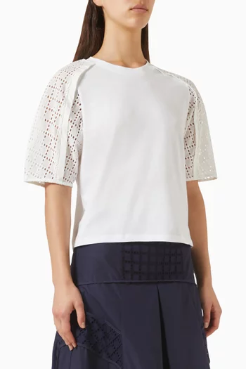 Broderie Anglaise Combo T-shirt in Cotton-jersey