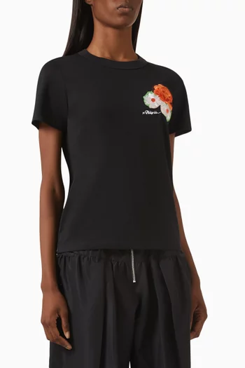 Embroidered Crop T-shirt in Coton