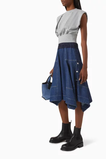 Combo Midi Dress in French Terry & Denim