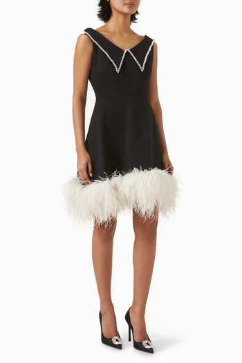 Meryl Feather-trim Mini Dress