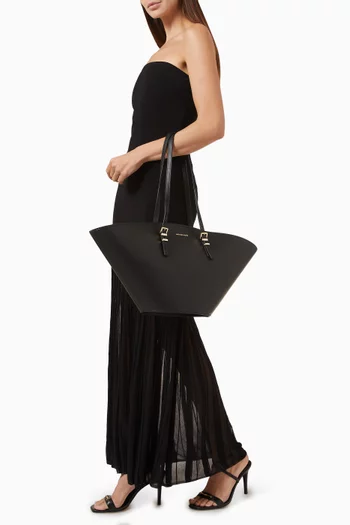 Large Isa Fan Tote Bag in Leather