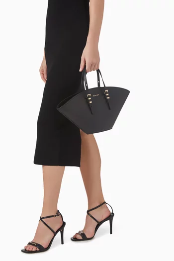 Small Isa Fan Tote Bag in Leather