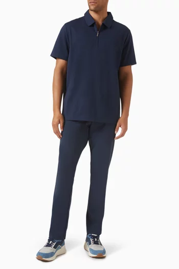 Zip-up Polo Shirt in Cotton-blend Piqué