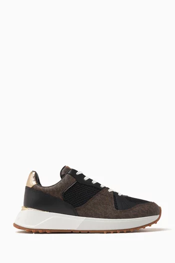 Jamie Monogram Sneakers in Coated-canvas & Faux Leather