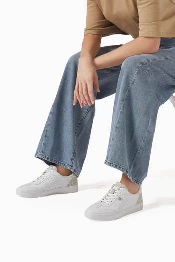 Scotty Sneakers in Leather & Logo Canvas