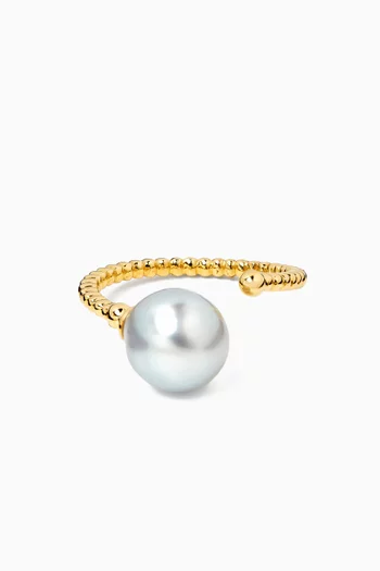 Akila Twisted Pearl Ring in 18kt Gold