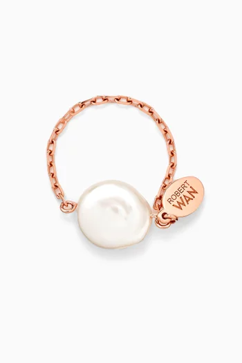 Mother of Pearl Chain Ring in 18kt Rose Gold