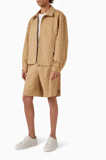 Shorts in Square Cross Cotton Jacquard