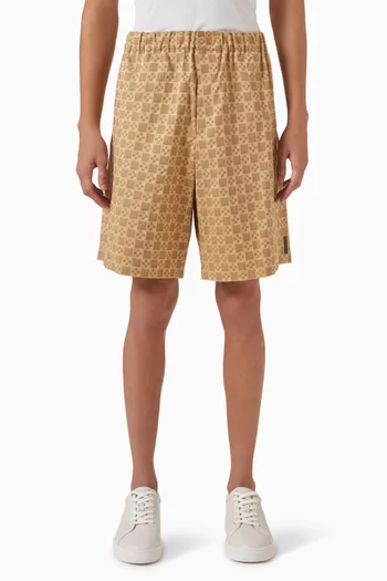 Shorts in Square Cross Cotton Jacquard