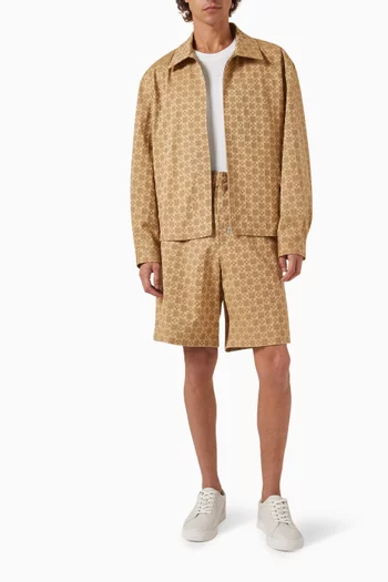 Jacket in Square Cross Cotton Jacquard
