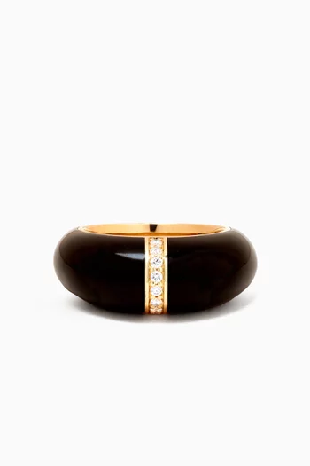 Ceramic Enamel & Diamond Dome Ring in 14kt Gold