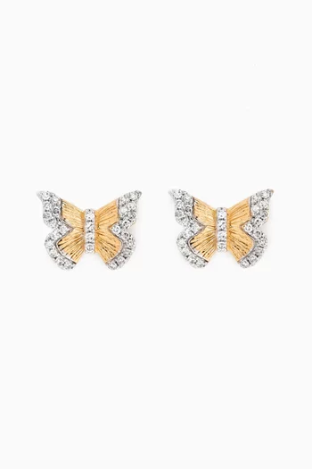 Pave Butterfly Diamond Earrings in 14kt Yellow Gold