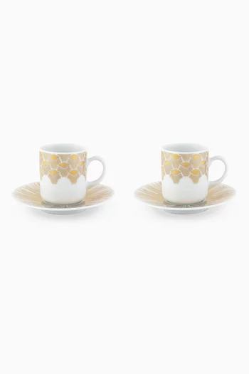 x Razan Alazzouni Palms Tamrah Turkish Coffee Cups & Saucers, Set of 2