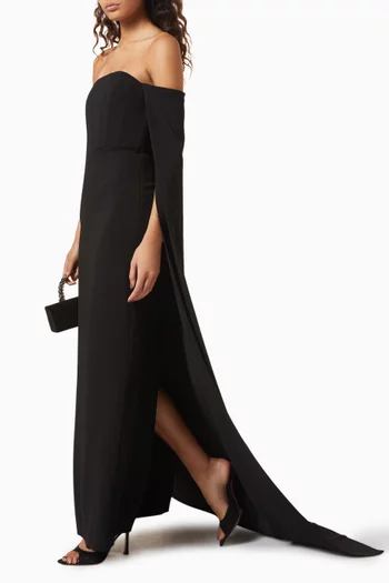 Fia Off-shoulder Cape Gown
