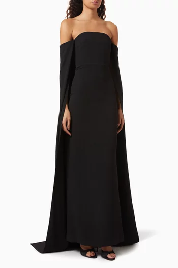 Fia Off-shoulder Cape Gown