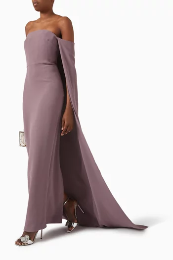 Fia Off-shoulder Cape Gown