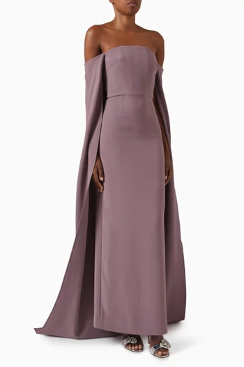 Fia Off-shoulder Cape Gown