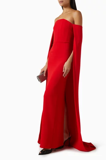 Fia Off-shoulder Cape Gown