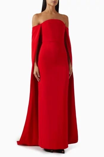 Fia Off-shoulder Cape Gown