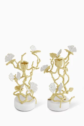 Butterfly Ginkgo Candleholders, Set of 2