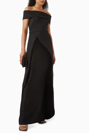 Off-shoulder Gown in Scuba-fabric