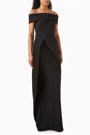 Off-shoulder Gown in Scuba-fabric