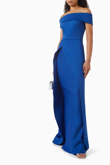 Off-shoulder Gown in Scuba-fabric